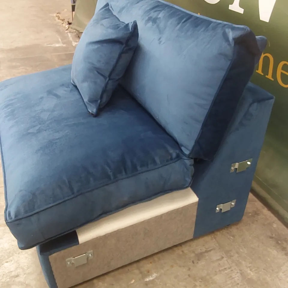 QUALITY DESIGNER WESTBURY VELVET BLUE MODULE SOFA SECTION PIECE
