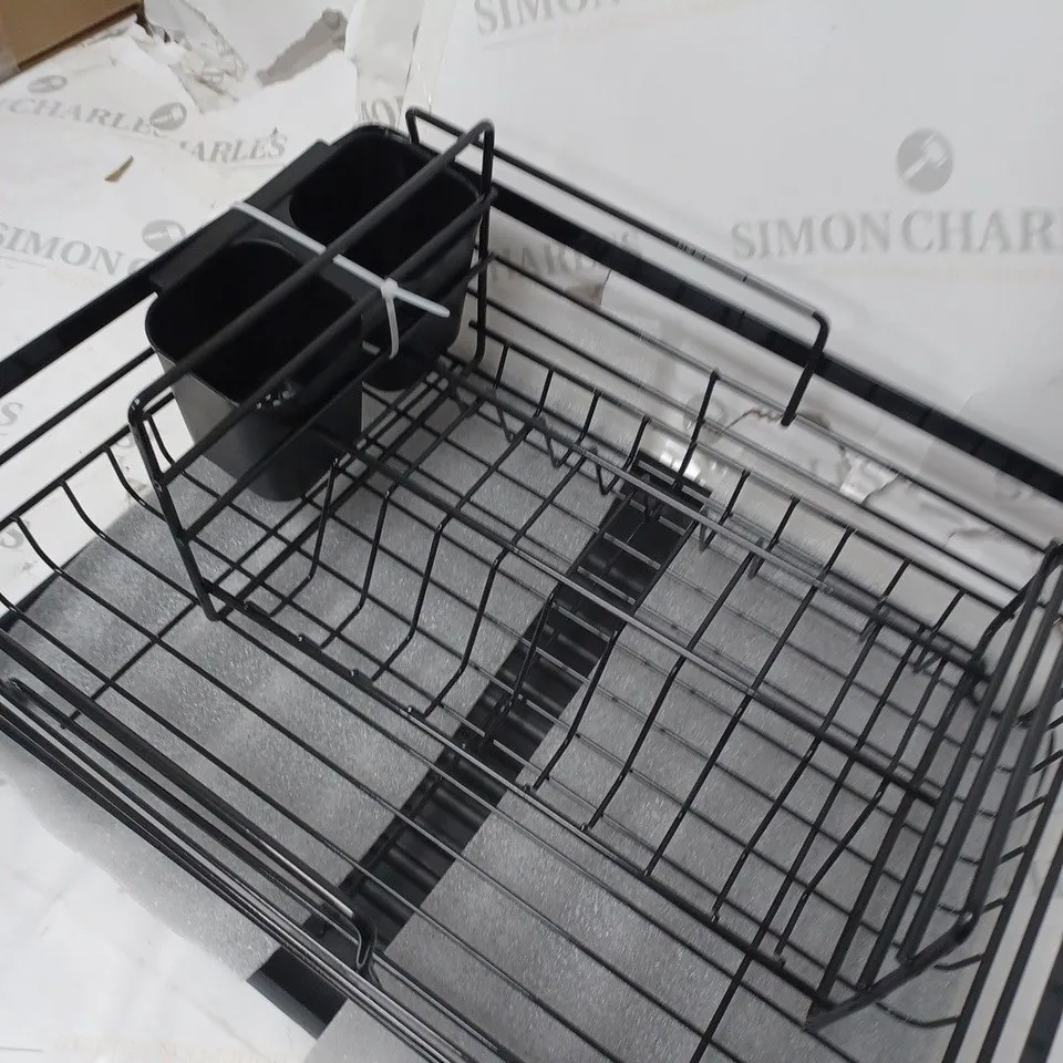 BOXED BLACK 2 TIER METAL DISH RACK 