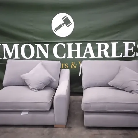 QUALITY BRITISH DESIGNER LOUNGE Co. PAIR OF GREY FABRIC SOFA SECTIONS