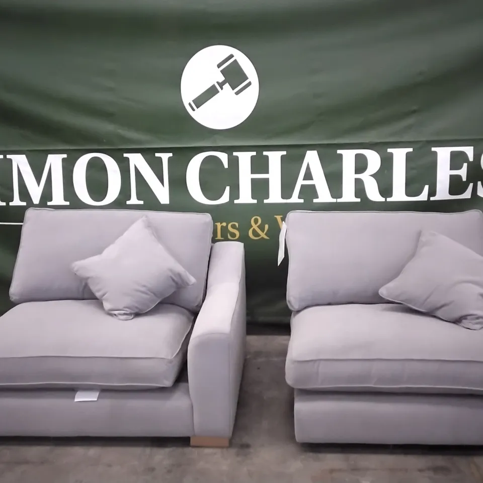 QUALITY BRITISH DESIGNER LOUNGE Co. PAIR OF GREY FABRIC SOFA SECTIONS