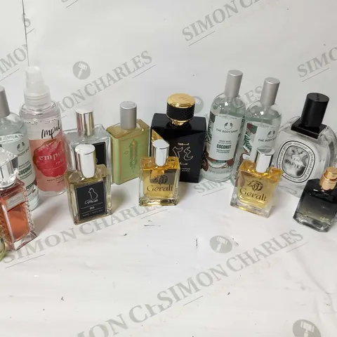 FIFTEEN ASSORTED UNBOXED FRAGRANCES TO INCLUDE; THE BODY SHOP, DIOR, DIPTYQUE AND GERALT