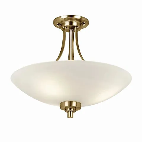 BOXED LUMINOSA WELLES 3 LIGHT FLUSH CEILING LIGHT WHITE, ANTIQUE BRASS, E27