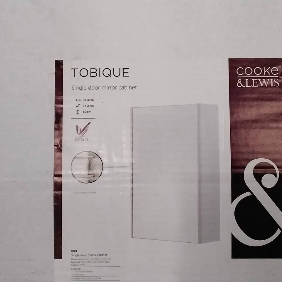BOXED COOKE & LEWIS TOBIQUE SINGLE DOOR MIRROR CABINET