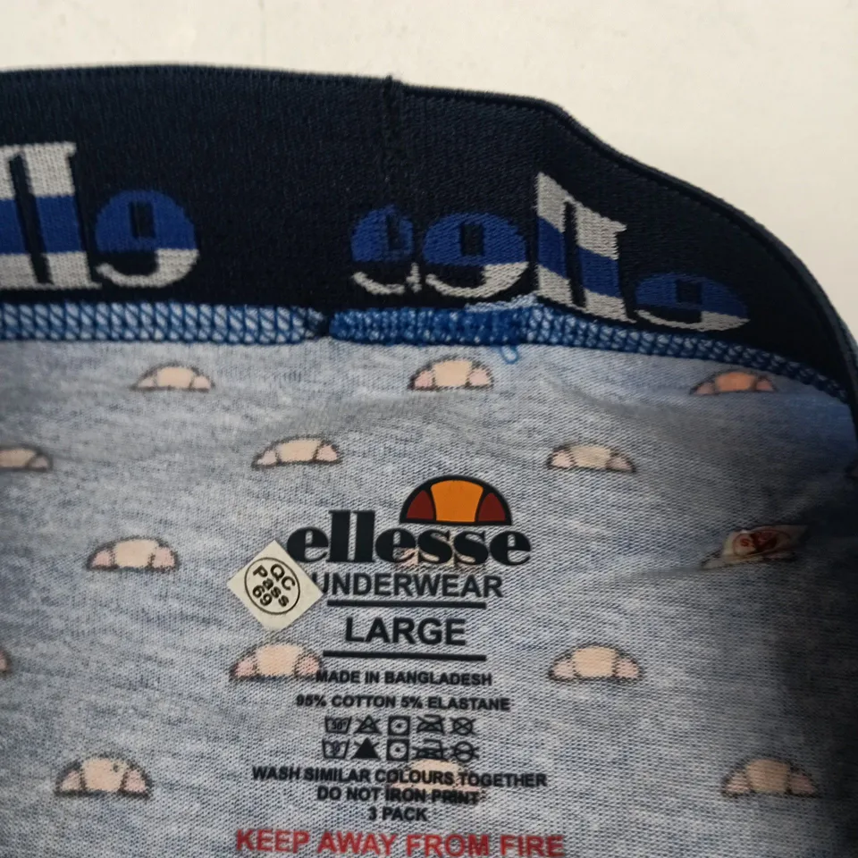 ELLESSE BOXER SHORTS – BLUE PATTERN, LARGE