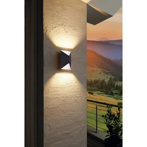 BOXED PREDAZZO 2-LIGHT LED EXTERIOR WALL LIGHT IN ANTHRACITE AND WHITE