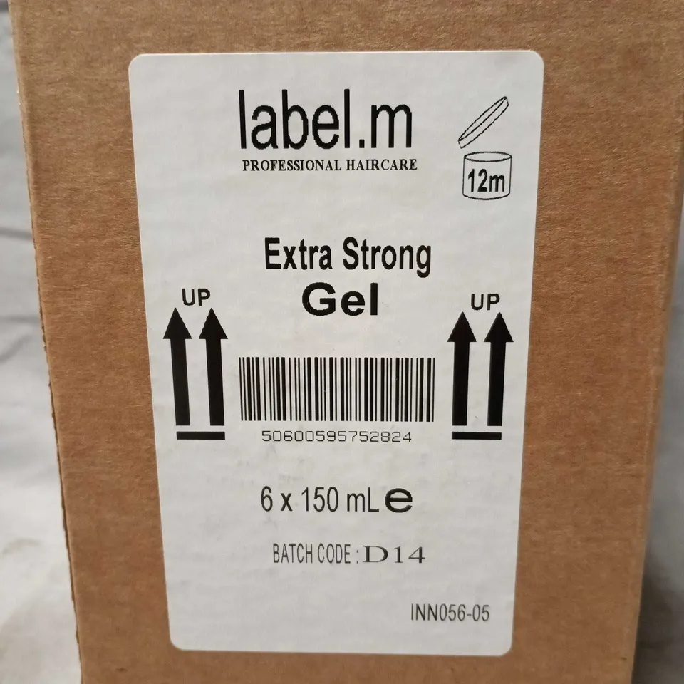 LOT OF 6 LABEL.M EXTRA STRONG HAIR GELS - 6 X 150ML