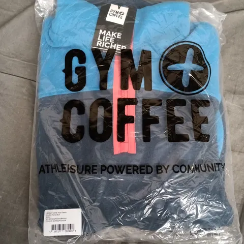 BAGGED GYM COFFEE POLAR FLEECE HOODIE – PETROL BLUE – UK SIZE L