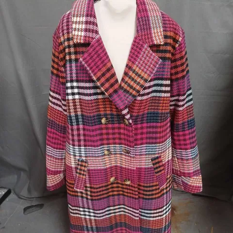 JOE BROWNS DOUBE BREASTED COAT IN PINK MULTI SIZE 24