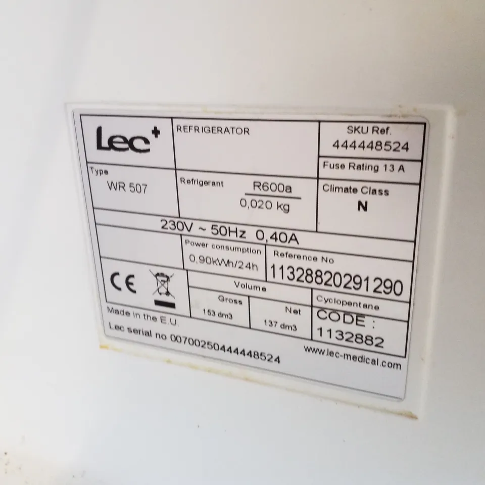 LEC PLUS FREESTANDING PHARMACY FRIDGE 