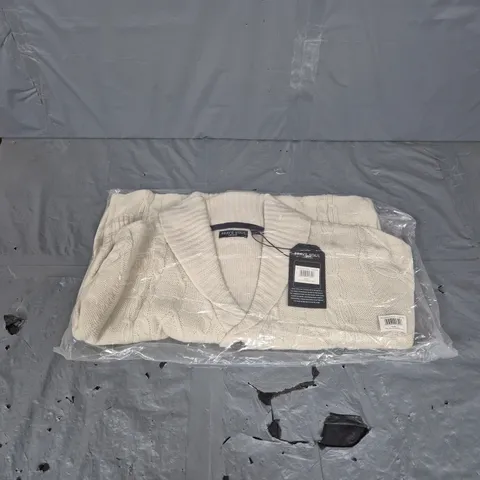 BOX OF APPROXIMATELY 18 BRAVE SOUL MENS SHAWL NECK CARDIGAN IN PLASTER SIZE L - COLLECTION ONLY