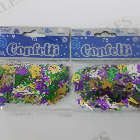 LOT OF 144 BRAND NEW 14G PACKS OF "75" THEMED CONFETTI