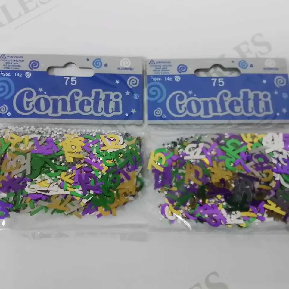 LOT OF 144 BRAND NEW 14G PACKS OF "75" THEMED CONFETTI