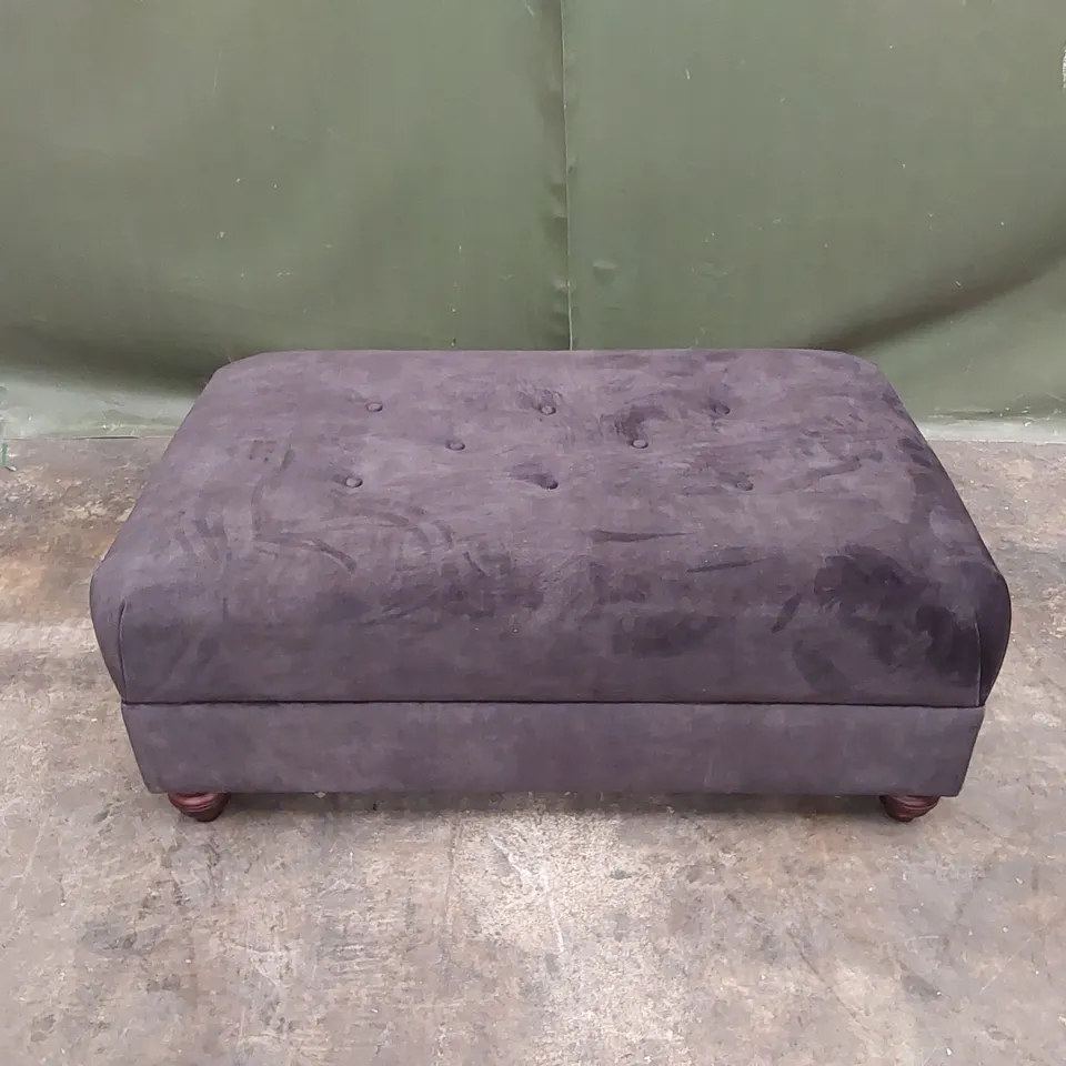 QUALITY DESIGNER LARGE VELVET FOOTSTOOL - CHARCOAL