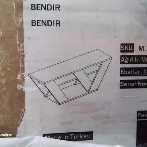 BOXED PIPRALLA TV SHELVING UNIT IN GLOSS BLACK-GREY MARBLE EFFECT