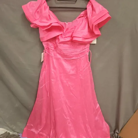 PHASE EIGHT FORMAL RHIANNA MIDI DRESS PINK WITH PUFF SLEEVES SIZE 12
