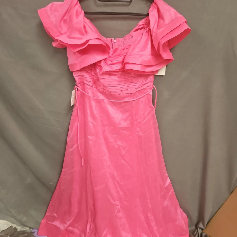 PHASE EIGHT FORMAL RHIANNA MIDI DRESS PINK WITH PUFF SLEEVES SIZE 12