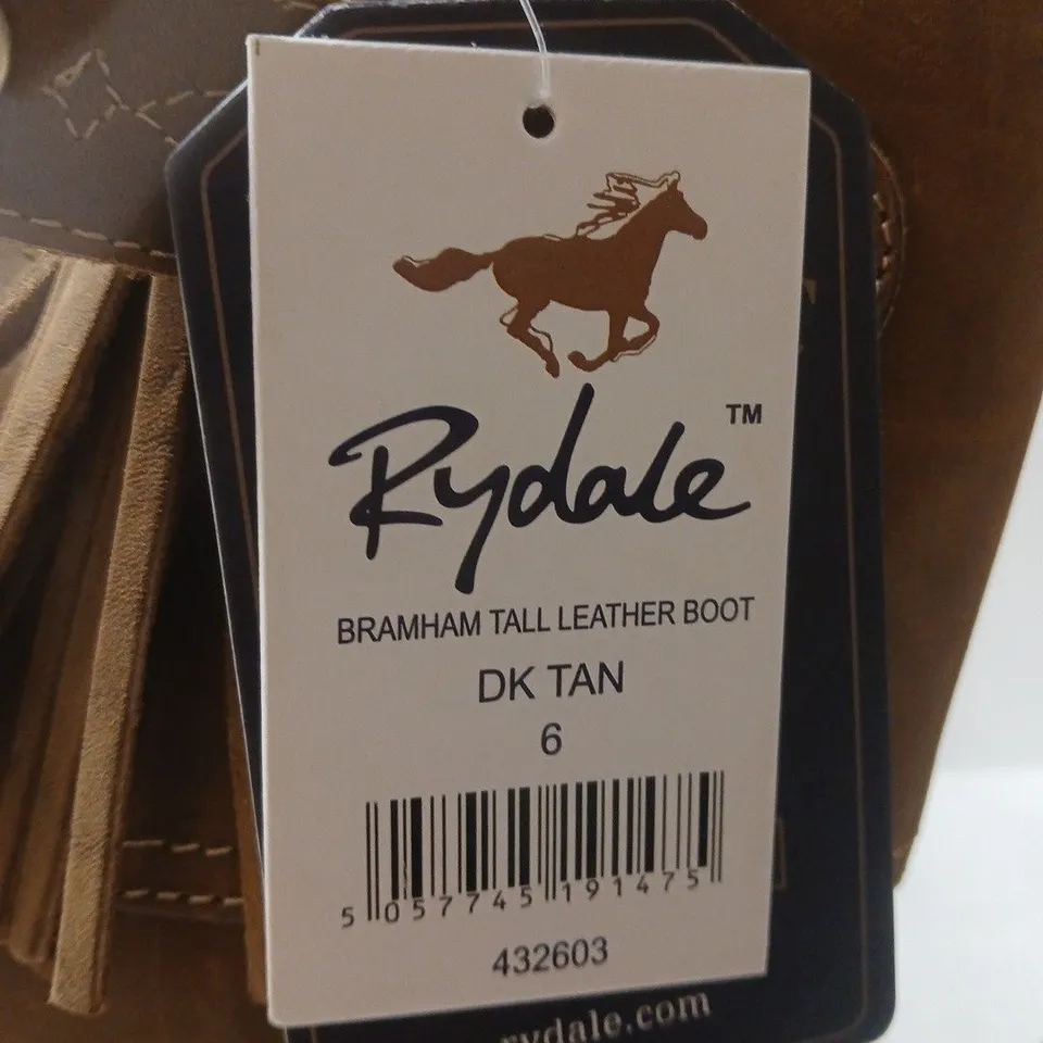 RYDALE BRAMHAM TALL LEATHER BOOTS – DARK TAN, UK 6