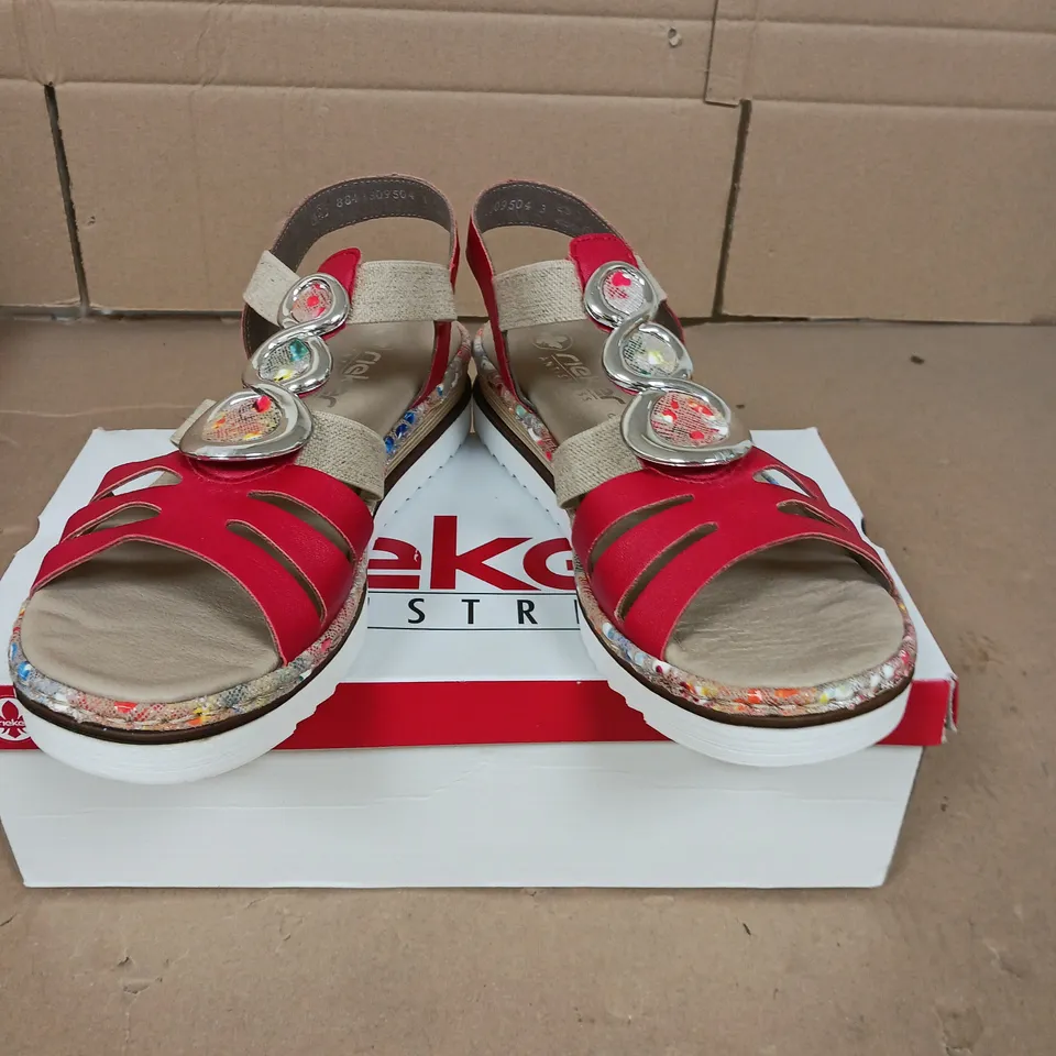 RIEKER ELASTICATED SANDALS RED SIZE 8