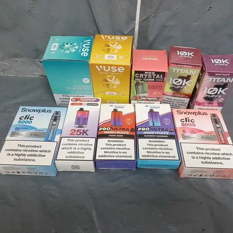 APPROXIMATELY 30 ASSORTED E-CIGARETTE PRODUCTS TO INCLUDE SNOWPLUS, SKE, HAYTAI, TITAN 