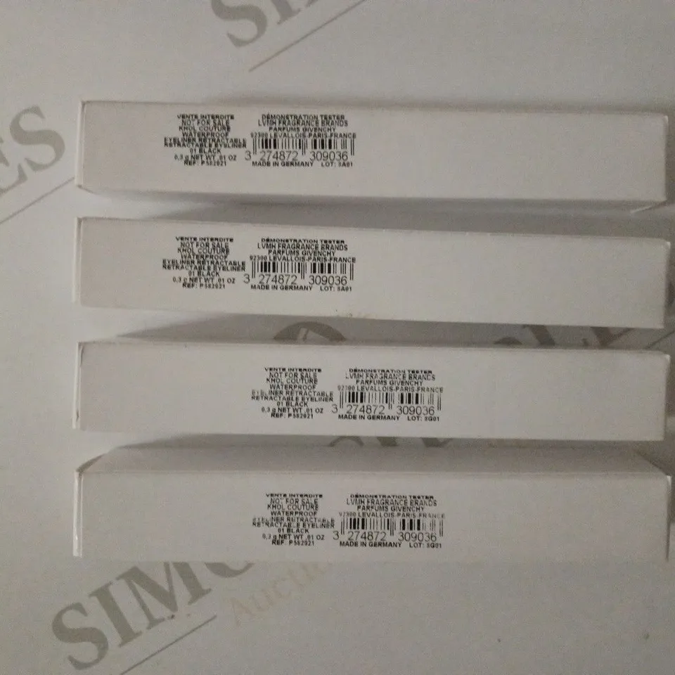 LOT OF 4 GIVENCHY KHOL COUTURE WATERPROOF RETRACTABLE EYELINER, 01 BLACK 