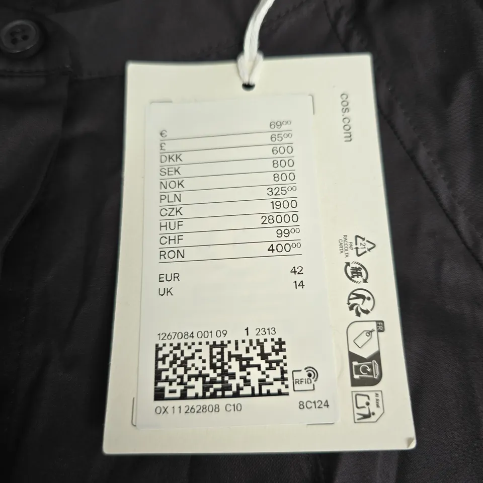 COS BLACK SHORT SLEEVE SHIRT - UK 14
