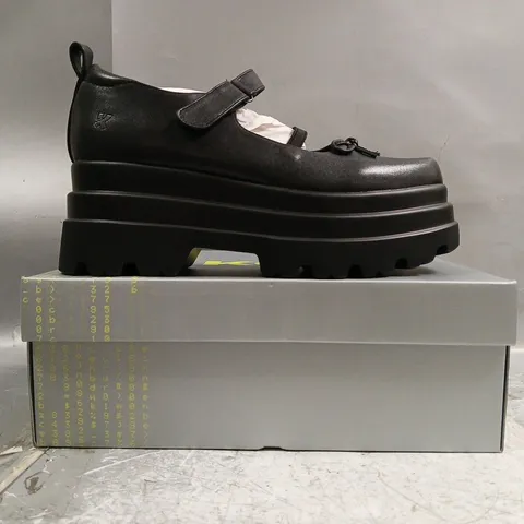 BOXED PAIR OF KOI OBSIDIAN DOLL TRIDENT MARY JANES IN BLACK SIZE UK 8