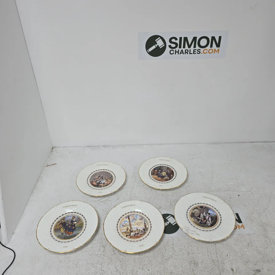 COALPORT CHRISTMAS  PLATES – 'THE SKATERS', SIXTH PRATT PRINTS SERIES (SET OF 5) MADE IN ENGLAND