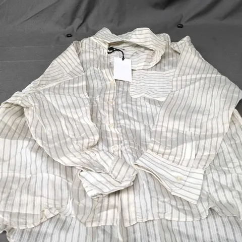 ZARA WOMEN'S STRIPED LINEN SHIRT – BUTTON-FRONT, SIZE XL