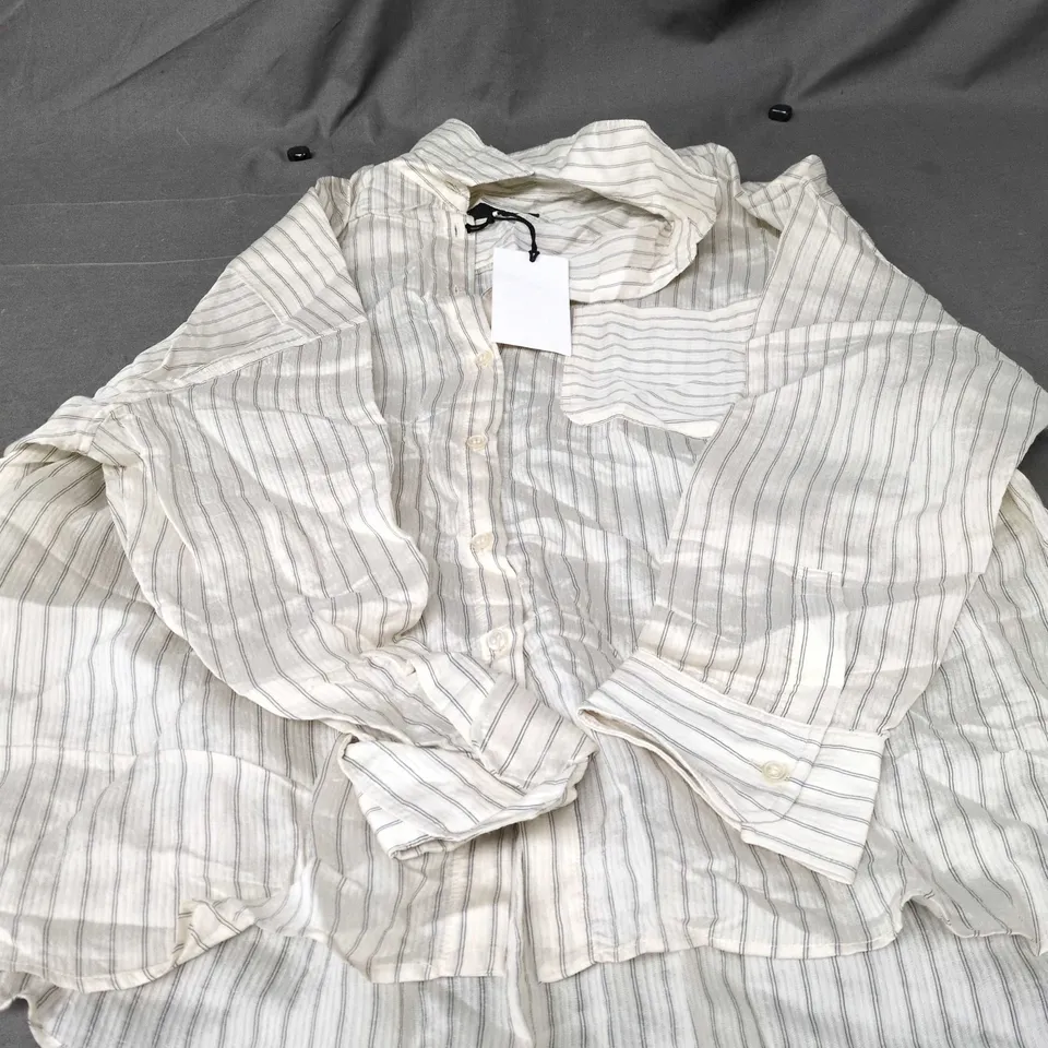 ZARA WOMEN'S STRIPED LINEN SHIRT – BUTTON-FRONT, SIZE XL