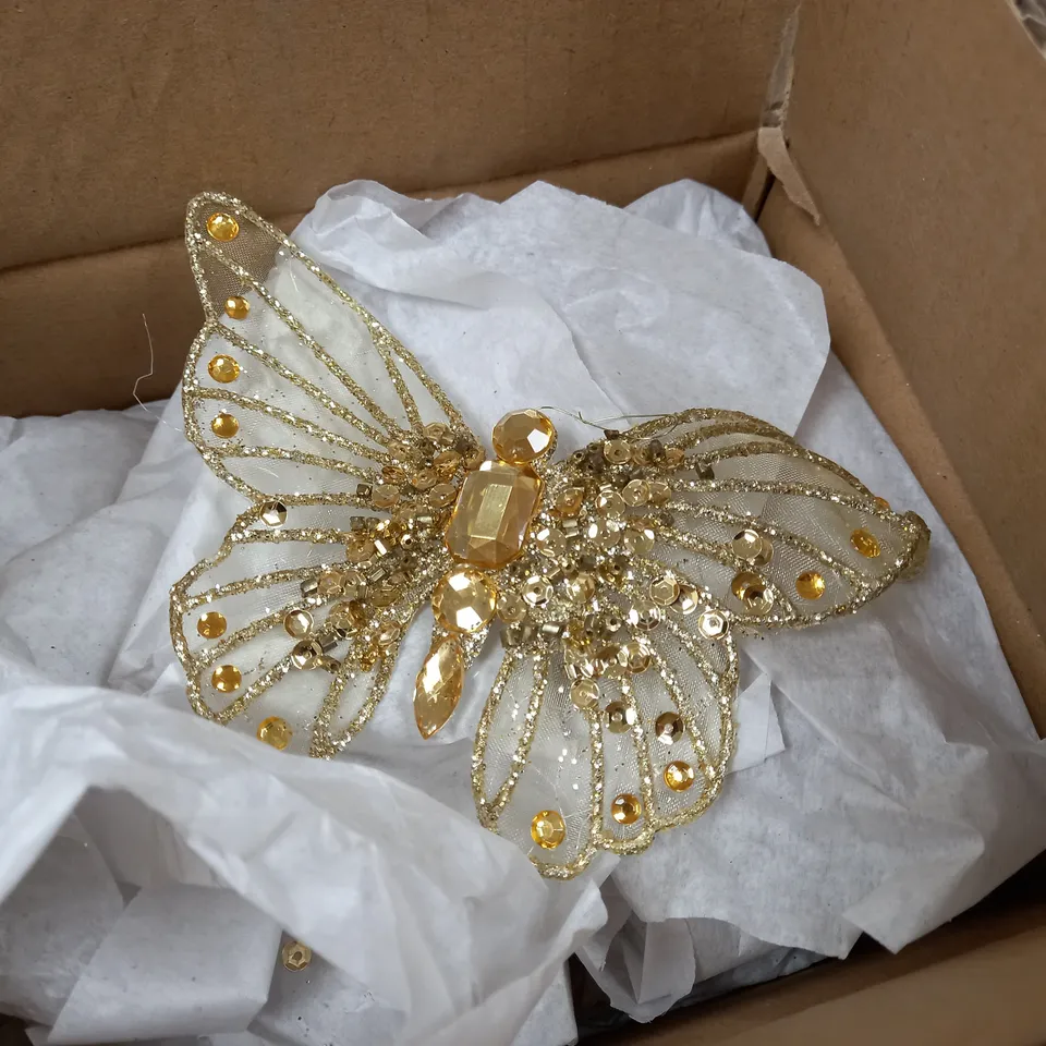 LOT OF GOLD SEQUIN CLIP ON TREE DECORATIONS