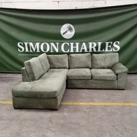 SALERNO STANDARD BACK FABRIC LEFT HAND CORNER CHAISE SOFA - GREEN