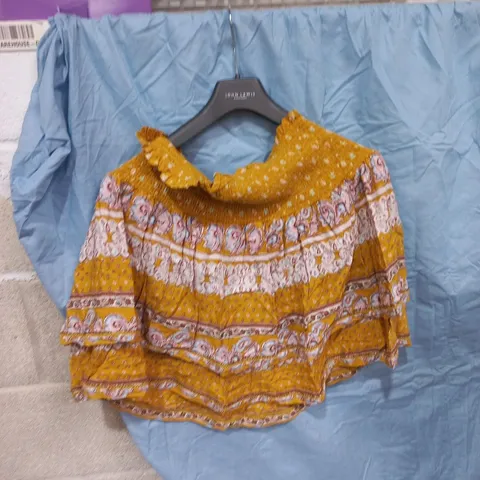 SUPERDRY WOMEN'S MUSTARD FLORAL SMOCKED SKIRT – UK 10 (EU 44; US 12)