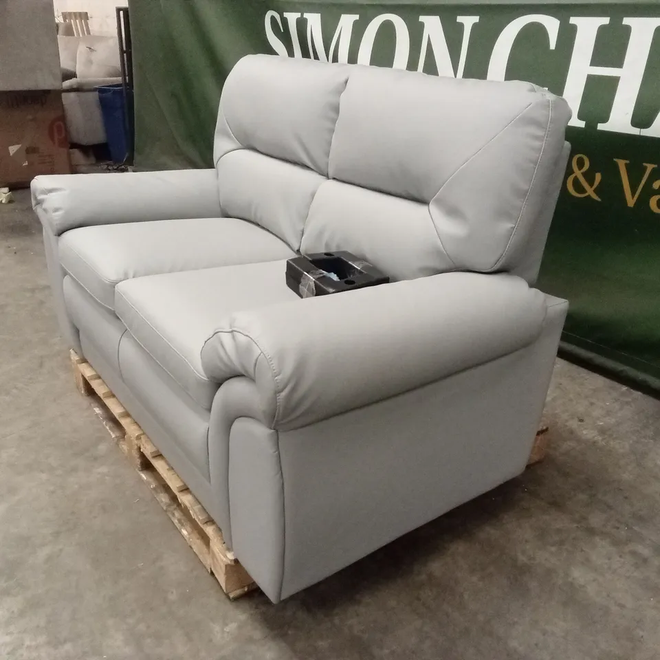 BROMLEY 2 SEATER SOFA, LIGHT GREY PREMIUM FAUX LEATHER
