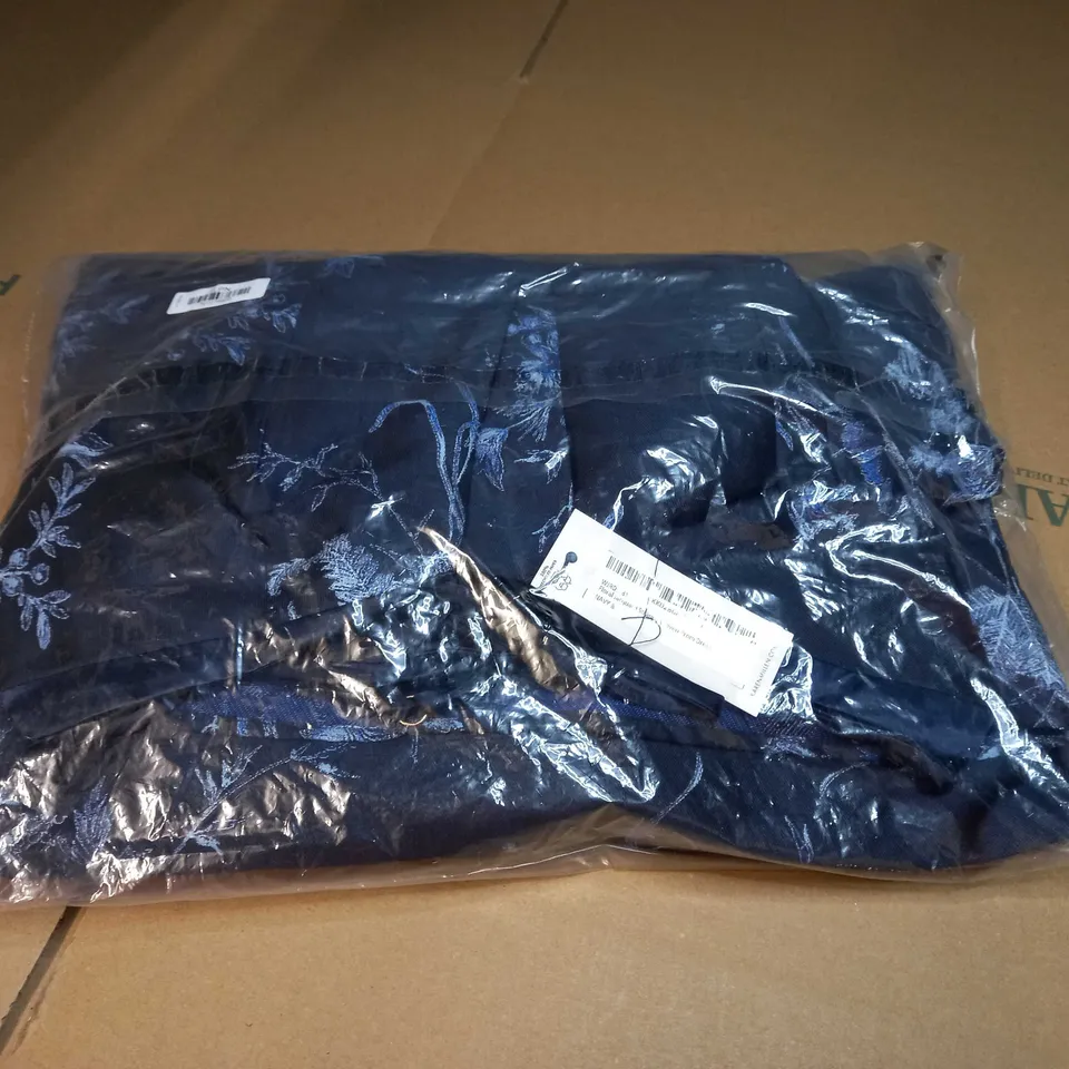 PACKAGED KAREN MILLEN NAVY FLORAL JACQUAD STRAPPY WOVEN PROM DRESS - SIZE 8