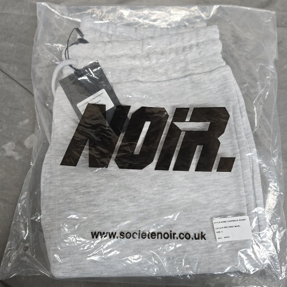 BAGGED NOIR LOOPBACK SHORTS IN GREY MARL - SMALL