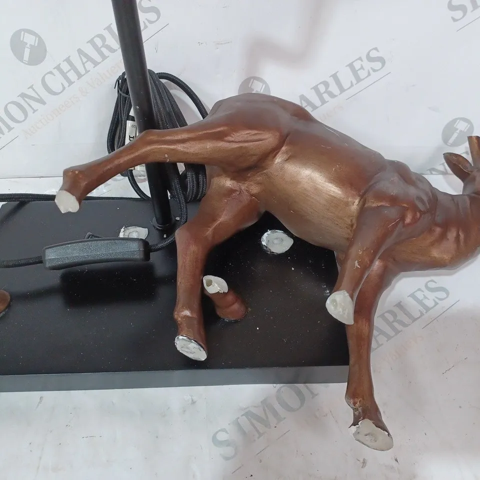 BOXED ALISON CORK ANIMAL TABLE LAMP - BRASS STAG