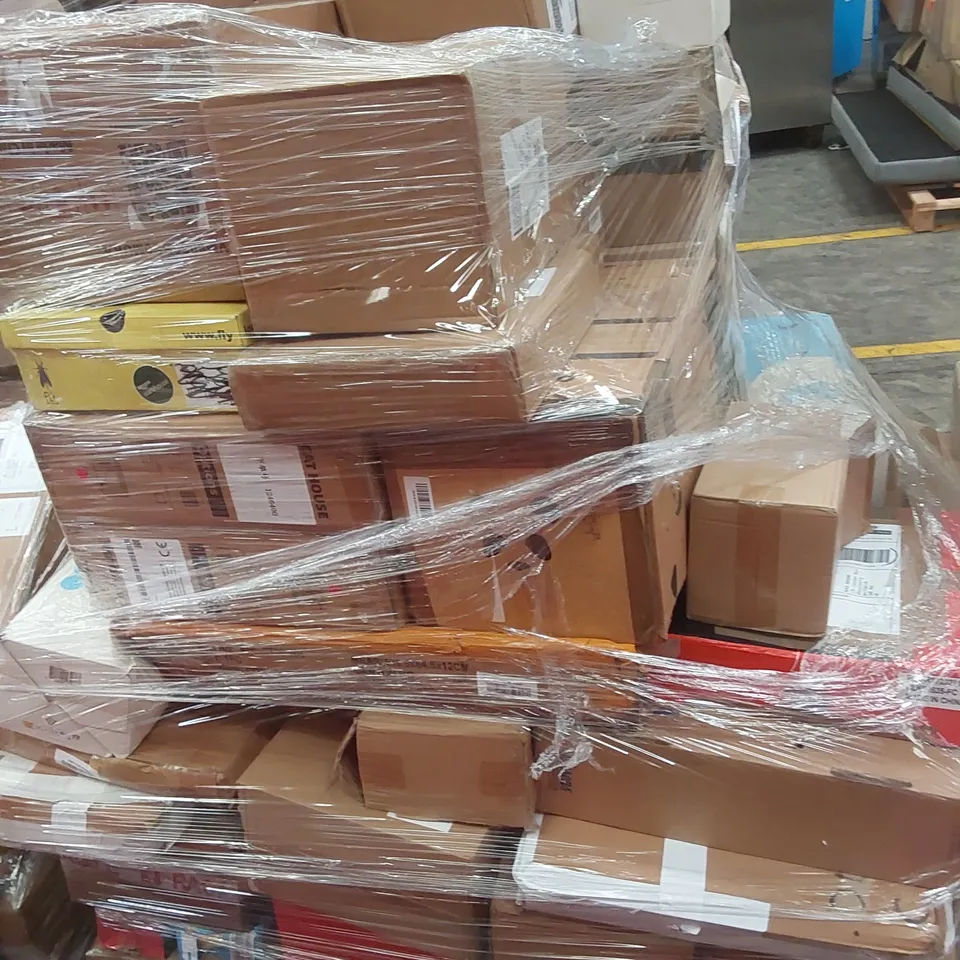 PALLET CONTAINING VARIOUS ASSORTED BOXED ITEMS TO INCLUDE,  CLOUD PILLO'S, ELECTRIC BUFFER,  CAR PARTS, CORDLESS VACUUM CLEANER AND LOTS MORE UNMARKED BOXED ITEMS 