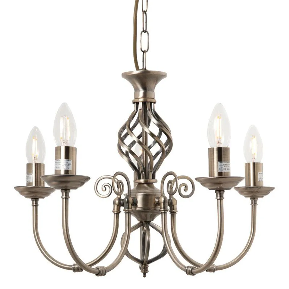 BOXED REYNAL 5 LIGHT CANDLE STYLE CHANDELIER 