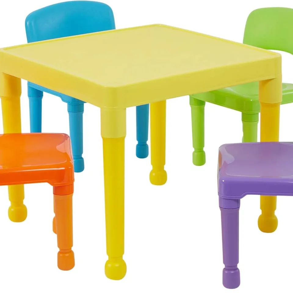 BOXED LIBERTY HOUSE TOYS CHILDREN'S MULTI-COLOURED TABLE & 4 CHAIRS SET