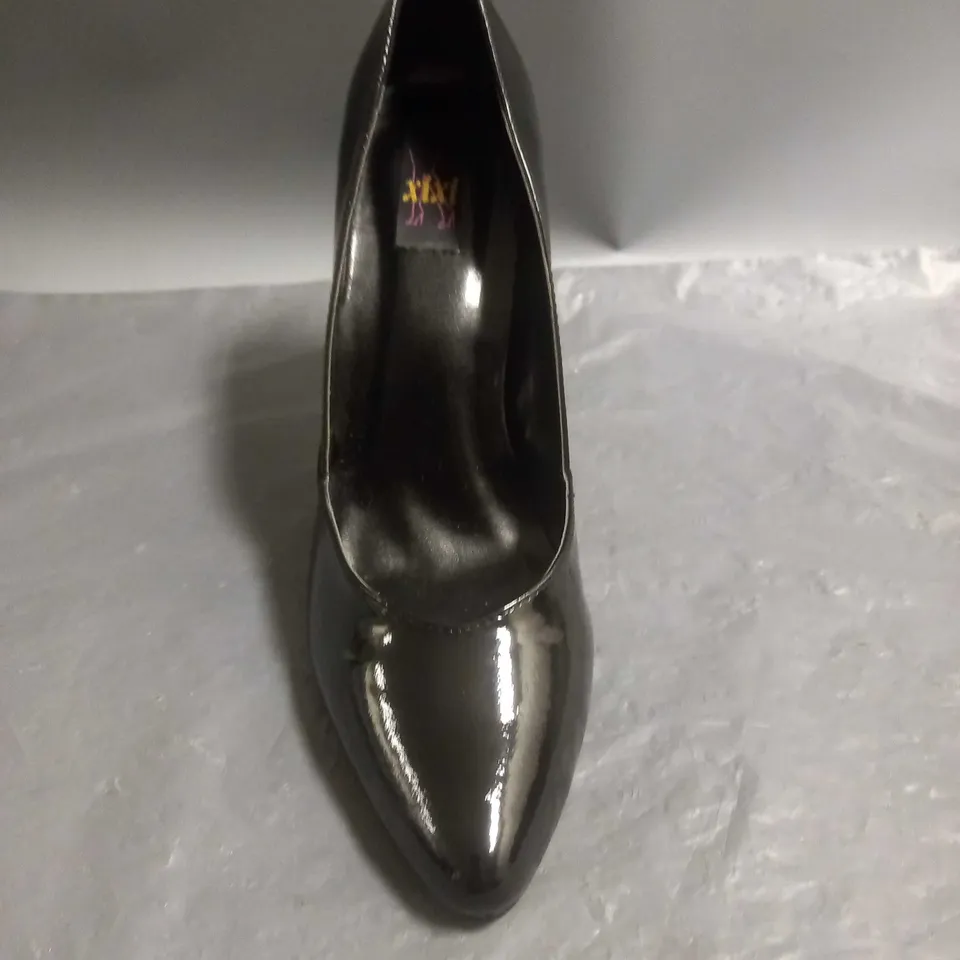 XIXI LADIES HIGH HEELED STILETTO SHOES BLACK PATENT SIZE 7