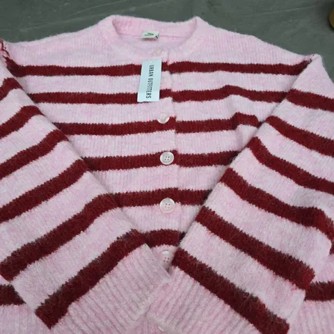 URBAN OUTFITTERS KNIT CARDIGAN β PINK & BURGUNDY STRIPES SIZE L