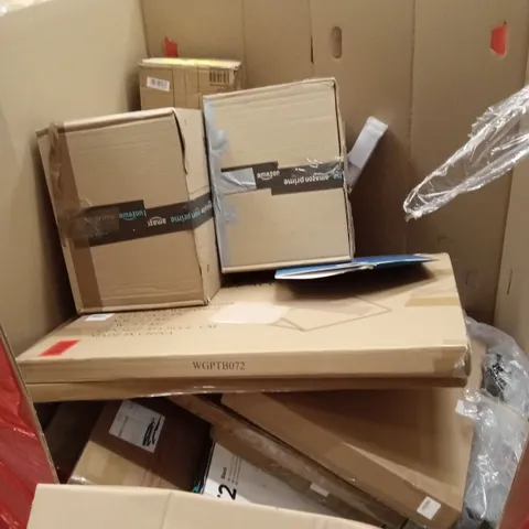 PALLET OF ASSORTED HOUSEHOLD GOODS AND PRODUCTS TO INCLUDE; PUZZLE STAND, TV STAND, METAL FRAME WALL MIRROR ETC