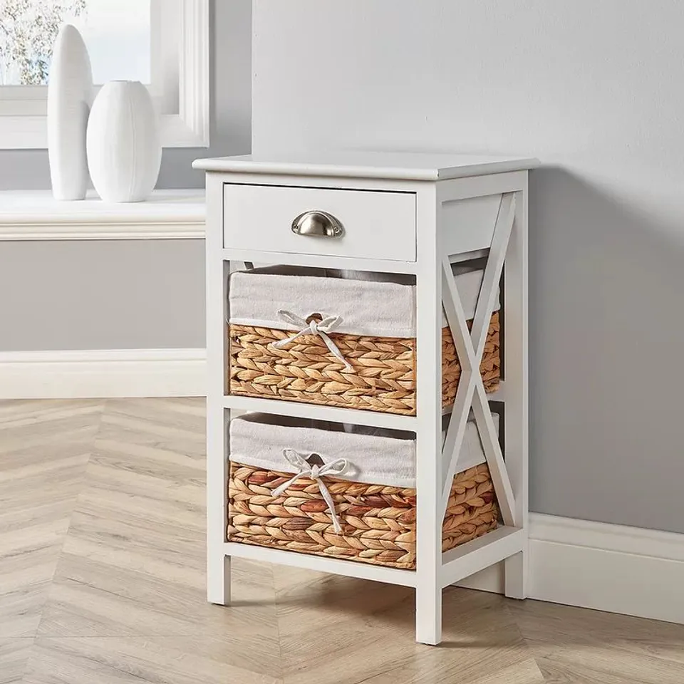 BOXED FRAHM 3 DRAWER BEDSIDE TABLE (1 BOX)