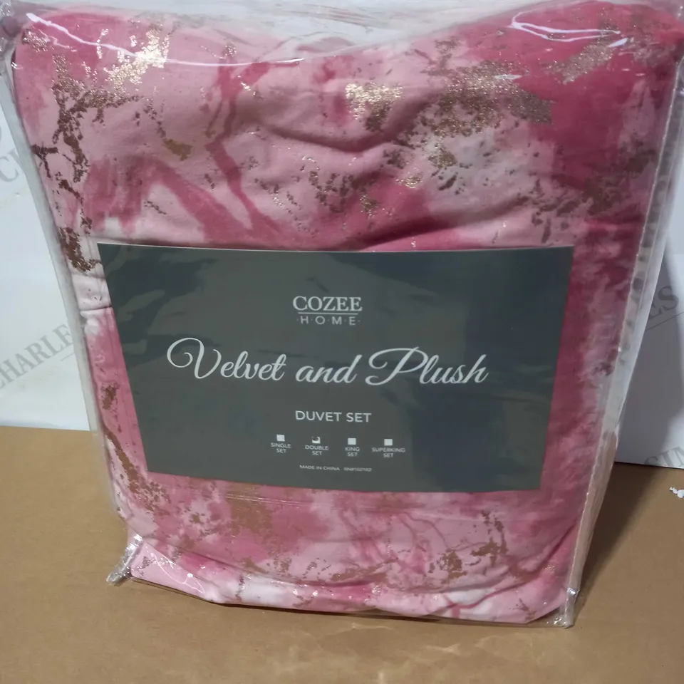 COZEE HOME VELVET AND PLUSH DUVET SET - VINTAGE ROSE DOUBLE SIZE