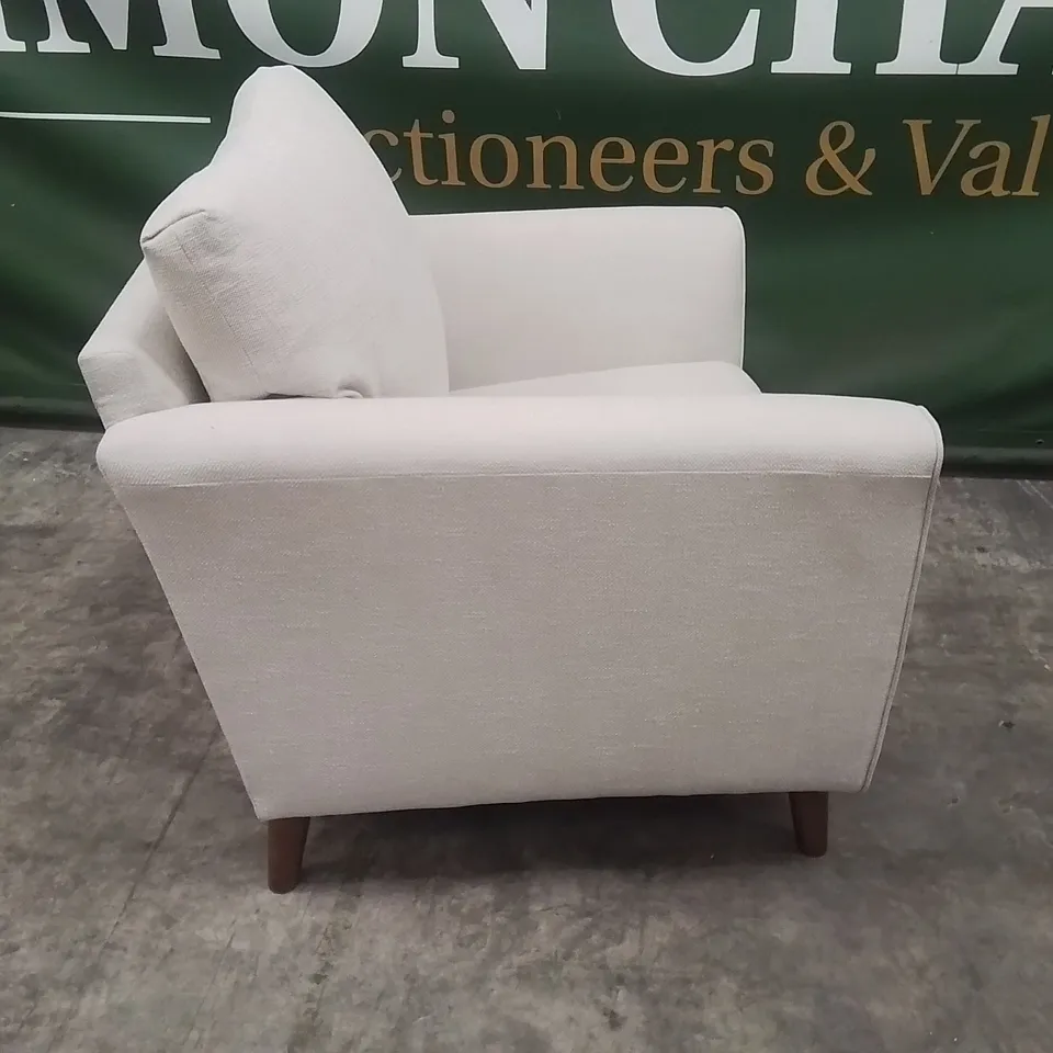QUALITY DESIGNER EX SHOWROOM FABRIC UPHOLSTERED ARMCHAIR - NATURAL 