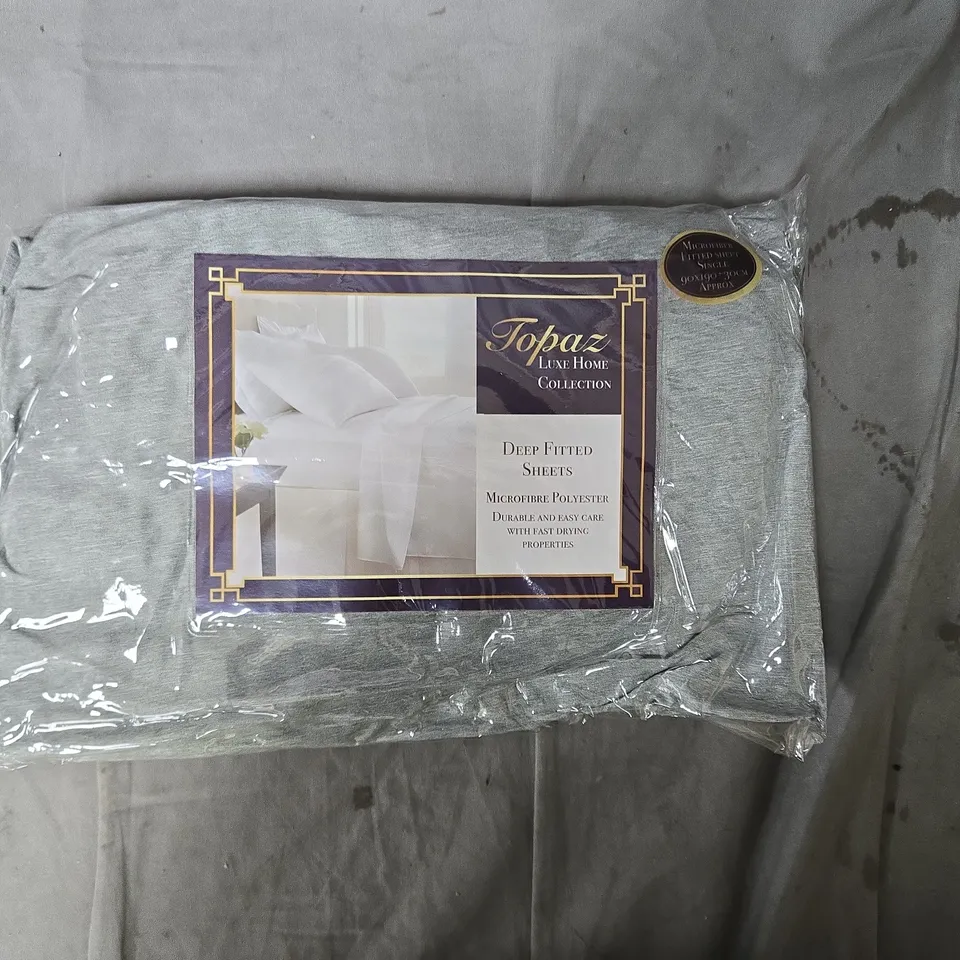 TOPAZ LUXE HOME COLLECTION DEEP FITTED SHEETS – MICROFIBRE POLYESTER GREY