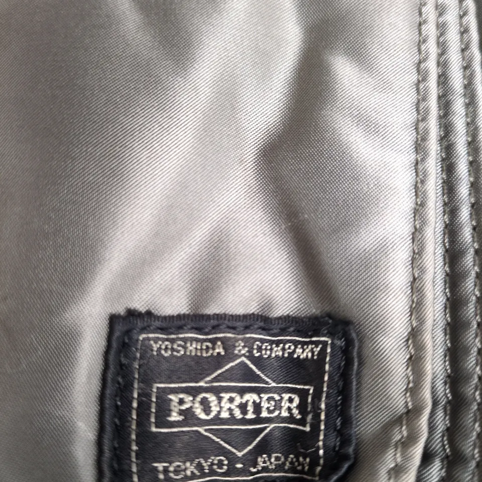 PORTER BY YOSHIDA & CO. BAG – GREY NYLON WITH ORANGE LINING, PORTER TOKYO JAPAN LABEL