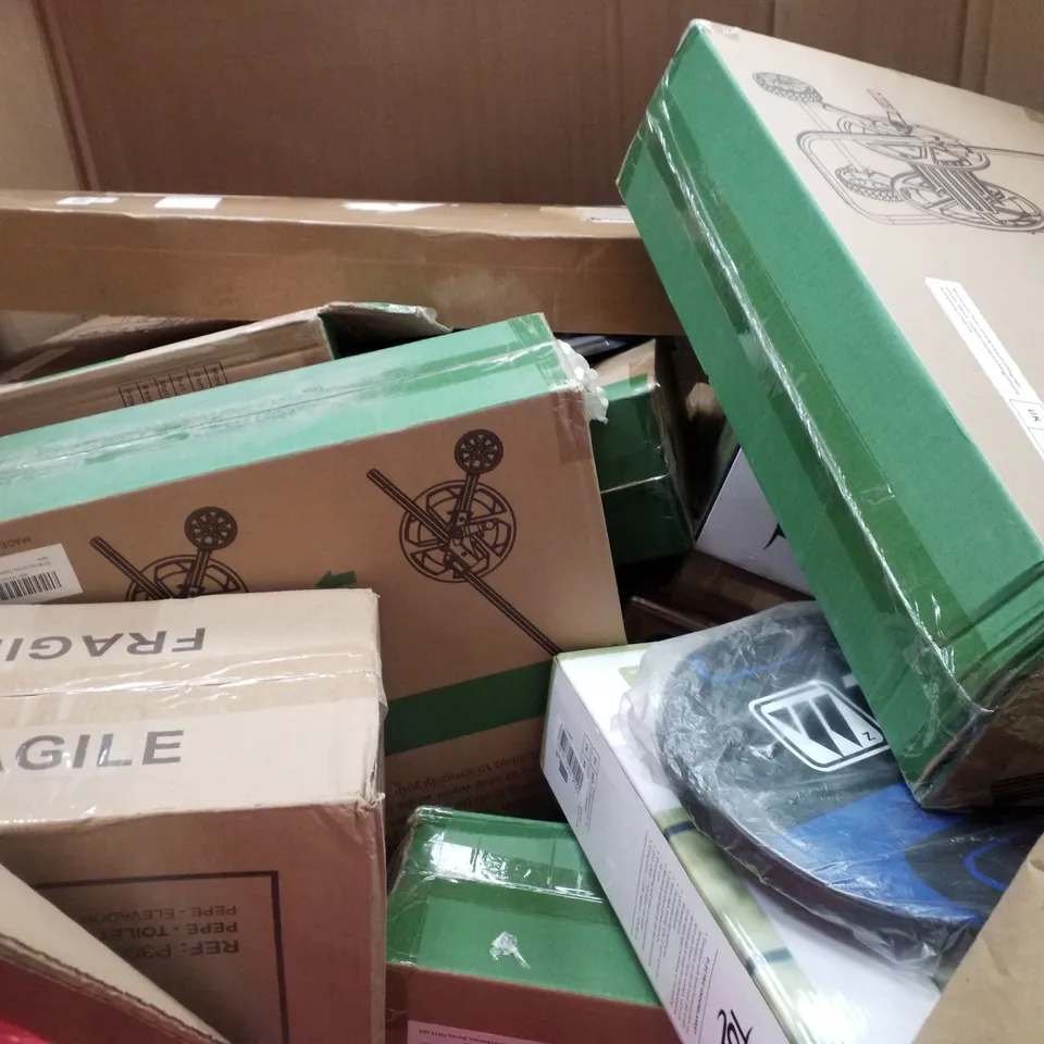 PALLET CONTAINING ASSORTED PRODUCTS INCLUDING GARDEN HOSE REEL CART, TOILET SEAT BIDET, ELECTRIC HEATED THROW & YOGA MAT
