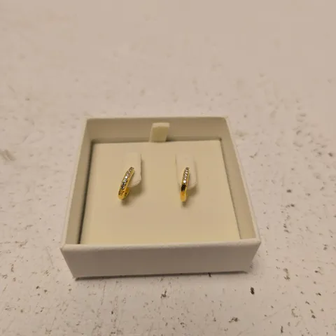 SWAROVSKI PAIR OF GOLD-TONE HOOP EARRINGS WITH PAVΓ STONES β BOXED
