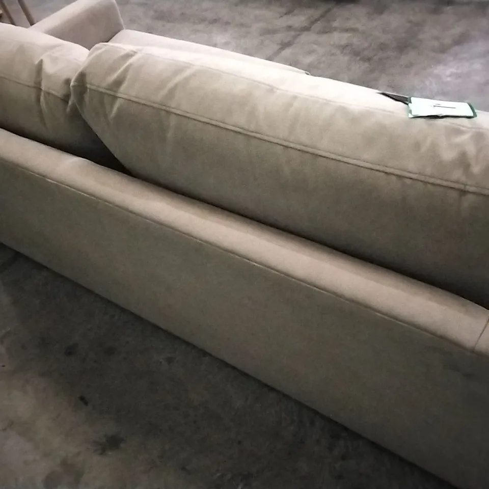 QUALITY DESIGNER LOUNGE CO 3 SEATER SOFA IN MINK SUEDE